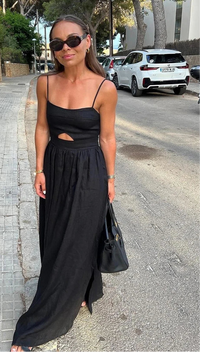 black maxi dress women's summer dresses casual black dress spaghetti strap long dress