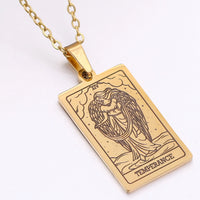 gold tarot card necklace witch jewelry for women tarot deck pendants gold metaphysical necklaces