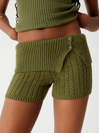 green cable knit shorts women's loungewear cozy knit pajama shorts