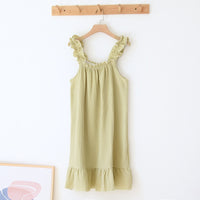 cottagecore nightgown summer cotton crepe women's pajamas simple girly sleepwear