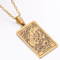 gold tarot card necklace witch jewelry for women tarot deck pendants gold metaphysical necklaces