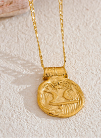 pisces gold necklace round pendant zodiac sign women's gold jewelry star sign pendant necklaces