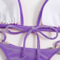 purple velvet bikini women's velvet swimsuits string bikinis