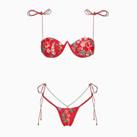 sexy mermaid swimsuit brazilian bikini embroidered swimwear women's red swimsuits