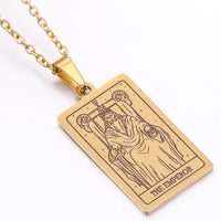 gold tarot card necklace witch jewelry for women tarot deck pendants gold metaphysical necklaces