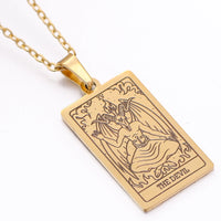 gold tarot card necklace witch jewelry for women tarot deck pendants gold metaphysical necklaces