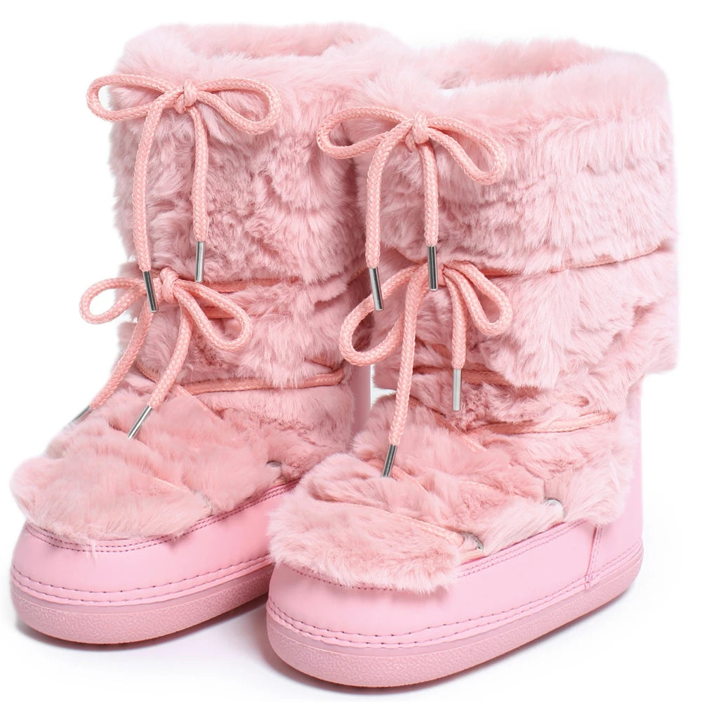 yeti winter faux fur snow boots for women furry boots high fuzzy stylish snow boots