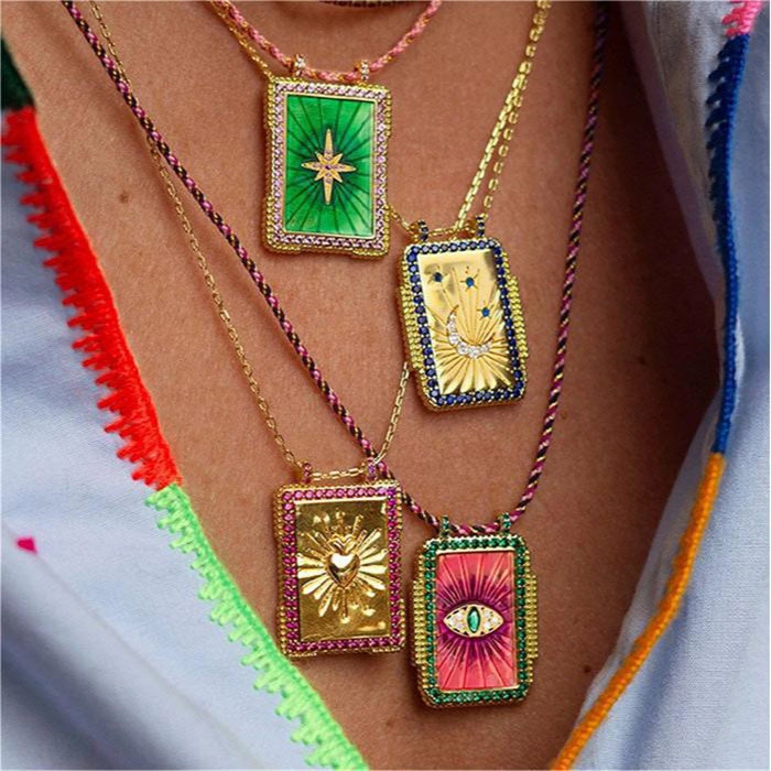 colorful women's necklaces bohemian rope necklace large pendant necklace evil eye jewelry bohemian jewelry for women heart pendant necklace