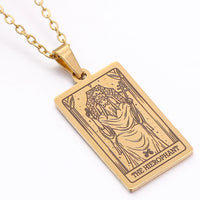 gold tarot card necklace witch jewelry for women tarot deck pendants gold metaphysical necklaces