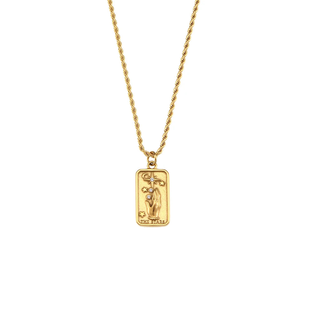 tarot card pendant necklaces for women gold jewelry rope chain necklace gold pendant necklaces tarot witch jewelry lovers sun star necklace