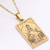 gold tarot card necklace witch jewelry for women tarot deck pendants gold metaphysical necklaces