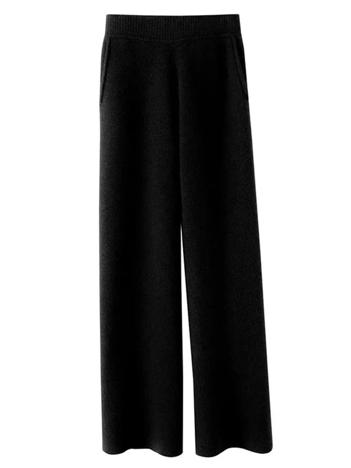 cashmere wool pants women's loungewear pockets elastic waistband lounge pants