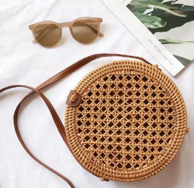 round woven rattan handbags for women summer purses small bags round purse wooden bags vacation purses small bag