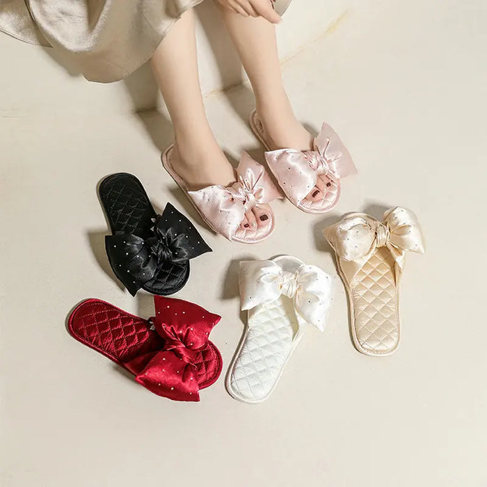 Satin Bow Slippers