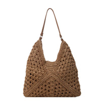 woven summer tote shoulder bag for women brown casual tote bag summer purse