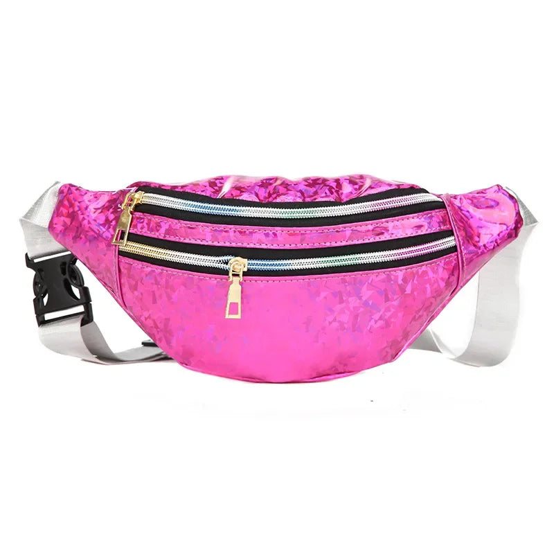 metallic cross body bag hip bag belt bag fanny pack for women shiny metallic bags