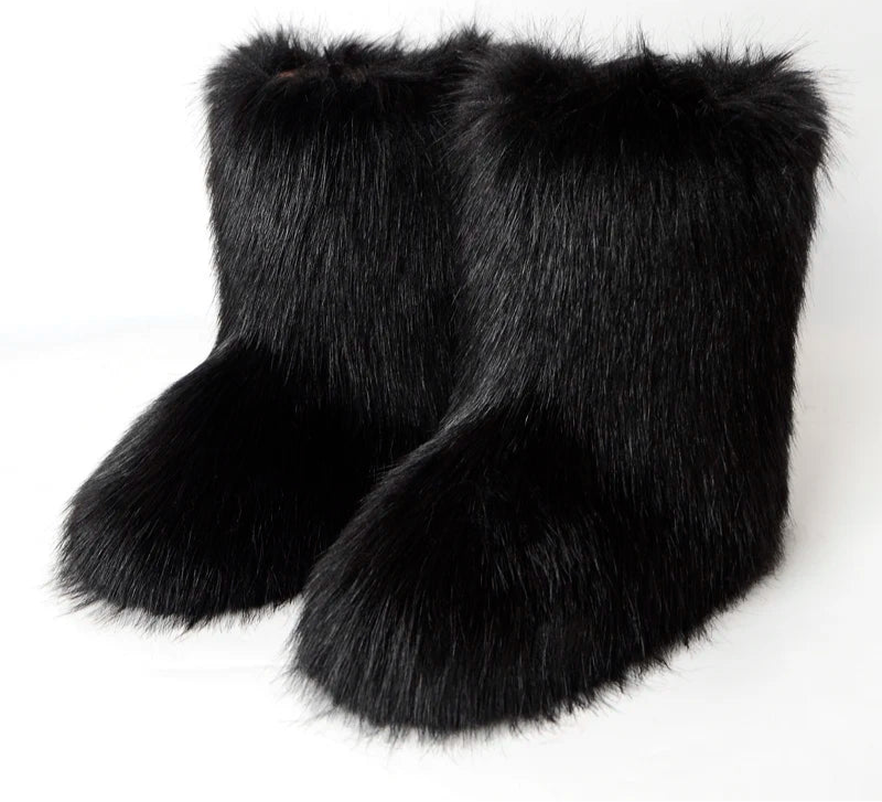 sasquatch faux fur boots for women winter furry yeti boots