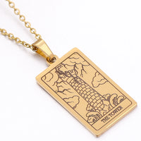 gold tarot card necklace witch jewelry for women tarot deck pendants gold metaphysical necklaces