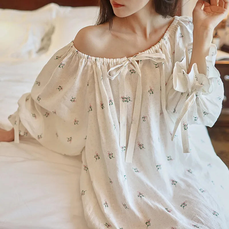 long flowing romantic nightgown floral nightgowns for women french style vintage dress cottagecore summer pajamas